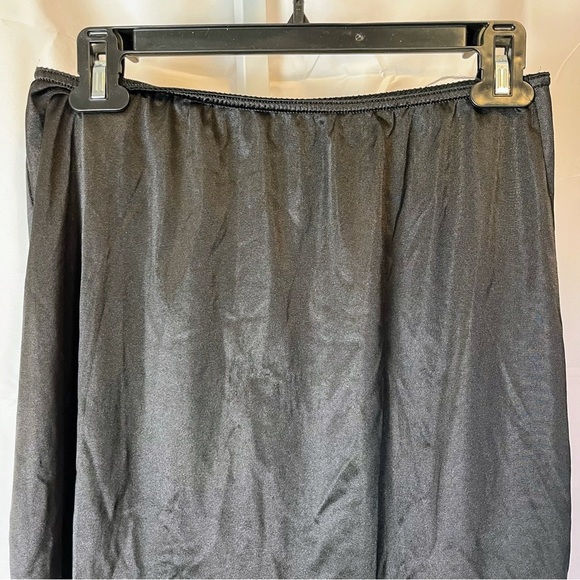 VTG 70s Romantic Goth Black Half Slip ILGWU Union Made L Lace Bow Coquette Core - Picture 2 of 7